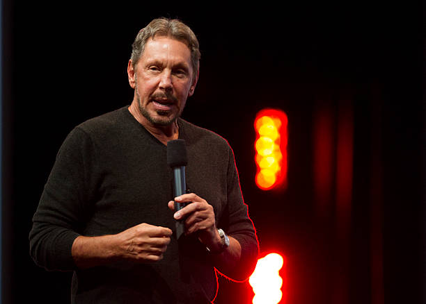 A picture of Larry Ellison speaking